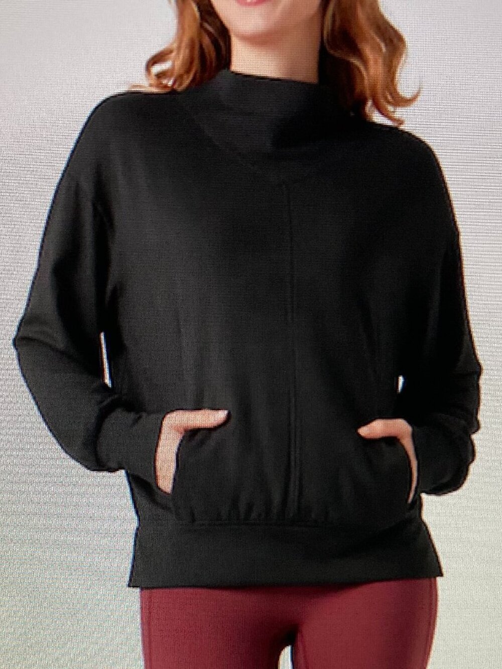Halara HeatCore Mock Neck Long Sleeve Yoga Warming Sports Top with Pockets